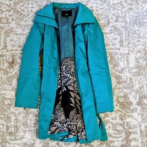 Teal belted raincoat, trench